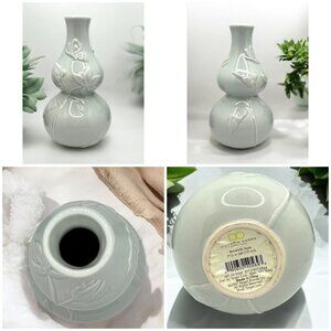 Victoria Hagan Amanda Vase Embossed Floral Design 7.5" Tall Decorative Piece
